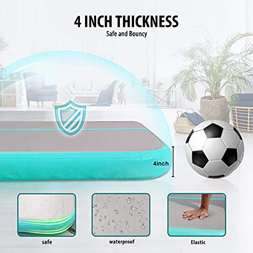 Edostory Inflatable Air Gymnastics Mat 10Ft/13Ft/16Ft/20Ft Training Mats 4 Inches Thick Gymnastics Tracks For Home/Training/Cheerleading/Yoga/Water Sports With 600W Electric Pump Blue 20Ft #TOP2