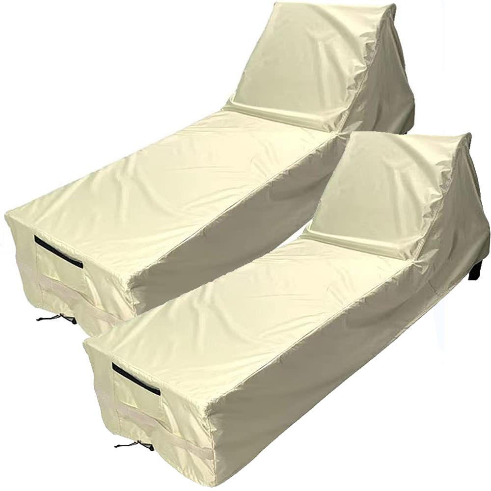 UCARE 2pcs Patio Chaise Lounge Chair Cover Waterproof 420D Oxford Dust-Proof Chaise Sunloungers Covers Protector for Garden Yard Outdoor Furniture Recliner Cover