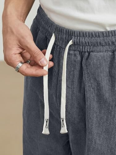 Image of JMIERR Mens Corduroy Pants Wide Leg Baggy Sweatpants | Loose Fit Joggers, Elastic Waist Drawstring, Casual Sweatpants, Vintage Pants, Fall Winter Fashion, Streetwear