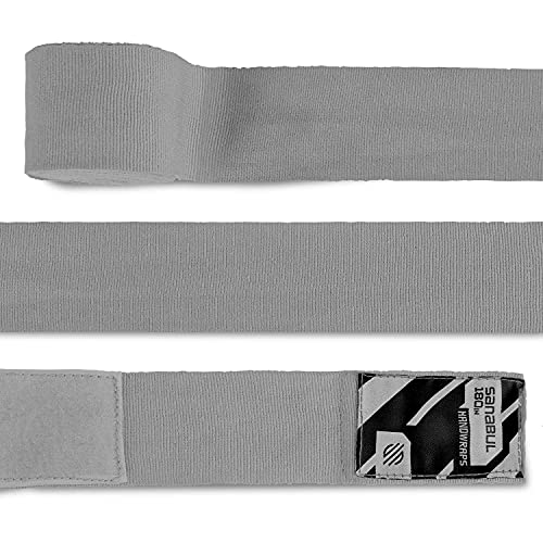 Sanabul Elastic Professional 180 inch Handwraps for Boxing Kickboxing Muay Thai MMA (Silver, 180 inch)
