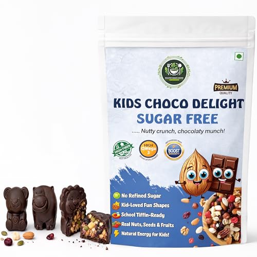 Image of HealthyCrave Cuisine Kids Choco Delight - Sugar-Free Dry Fruit Chocolate Bites | High Fibre Omega Snack for School Tiffin | Gluten-Free Healthy Treat for Children | 100 g