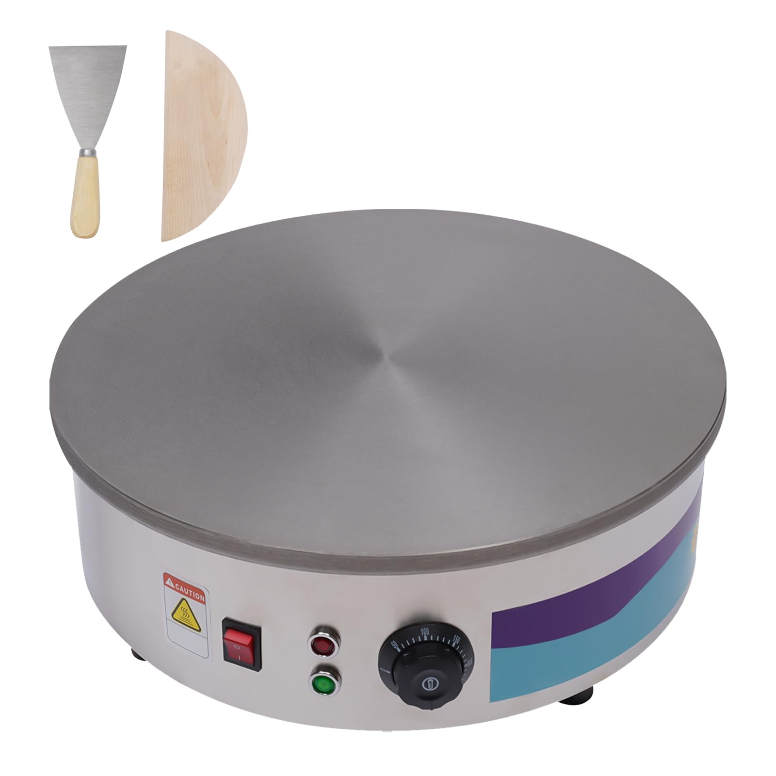 Crepes Maker 220V 3000W Crepegerät mit 45 cm Platte, Gastro Crepesmaker mit Teigverteiler und Spachtel, Crêpes-Maker 50-300°C Einstellbar für Palatschinken, Omeletts
