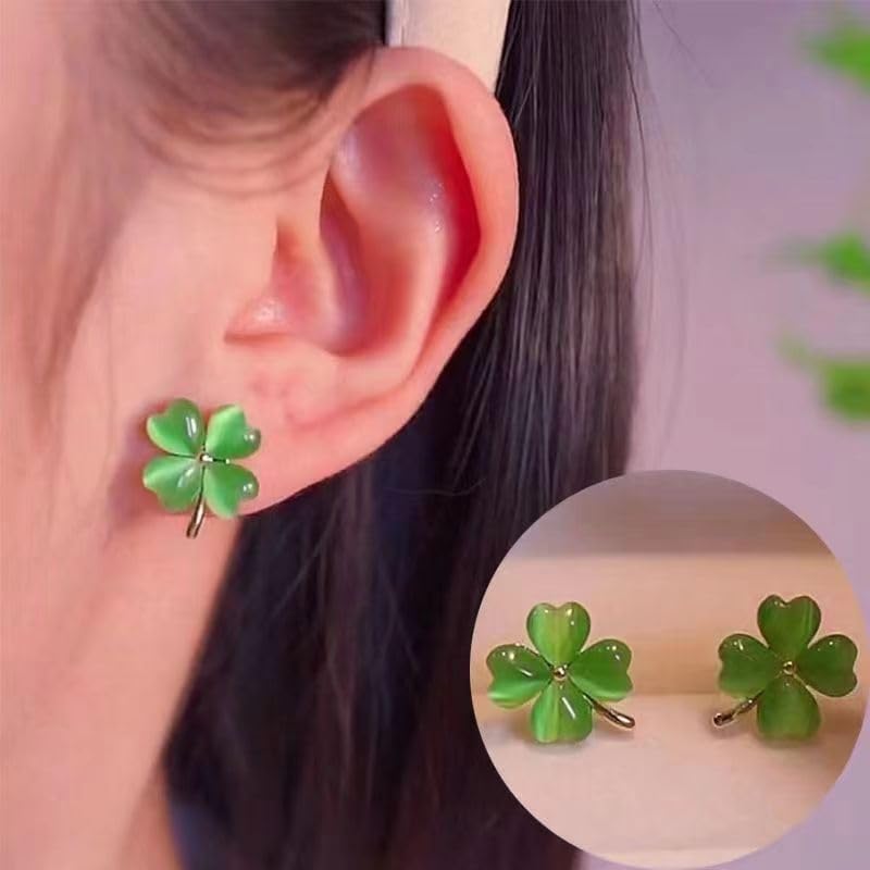 St. Patrick's Day Shamrock Stud Earrings Green Clover Holiday Earrings St. Patrick's Day Accessories Green Jewelry Gift - Image 3
