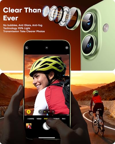 Image of TOCOL Camera Lens Protector for iPhone 17 Tempered Glass HD Individual Scratch Resistant Camera Cover Accessories Case Friendly 2 Pack(Light Green)