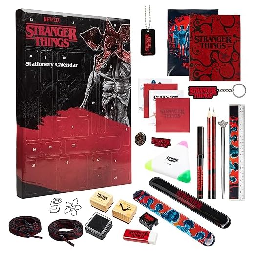 Stranger Things Calendario de Adviento 2024 para Niños - Material Escolar, Bolígrafo y Llaveros