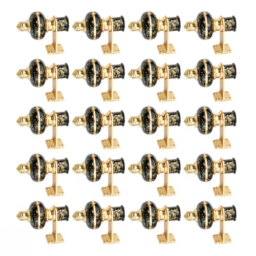 Image of Stylish Curtain Hooks /Curtain Knobs /Rod Rail Bracket for Home Black Gold Finish (20P, Black Gold)
