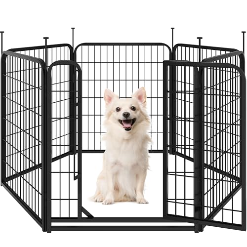 Yaheetech Recinto per Cani Cuccioli Conigli Gatti Animali da Interno e Esterno Giardino Rete Recinzione Ferro 6 pz 65 x 80 cm Pieghevole e Portatile