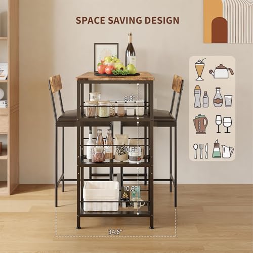 Mesa de cocina que ahorra espacio con 2 sillas tapizadas cómodas 5