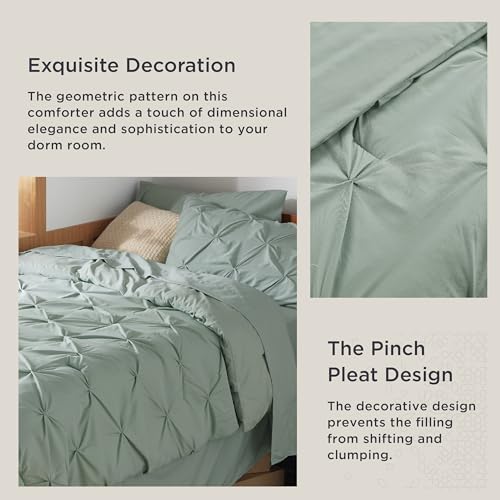 Image of Bedsure Twin XL Comforter Set Sage Green - Dorm Room Essentials, Extra Long Twin XL Bedding Set with Sheets, All Season Down Alternative Comforter with Sheets, Pillowcase & Sham