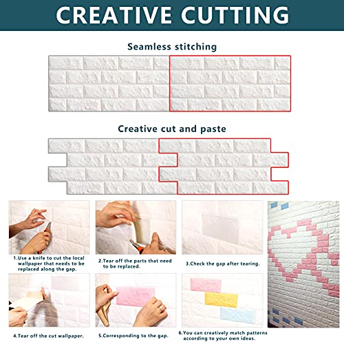 Sodeno 20 Pcs White 3D Wall Panels, 29 Sq.feet Coverage, Printable Wallpaper Sticker With Self-Adhesive Waterproof Brick Pe Foam Wall Panels Peel And Stick For Interior Wall Decor, Home Decoration #TOP3