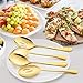 LIANYU 6 Pack Gold Serving Spoons Set, Large Slotted Spoons, Stainless Steel Buffet Dinner Restaurant Golden Serving Utensils, Catering Set for Party Banquet, 9.8 Inch
