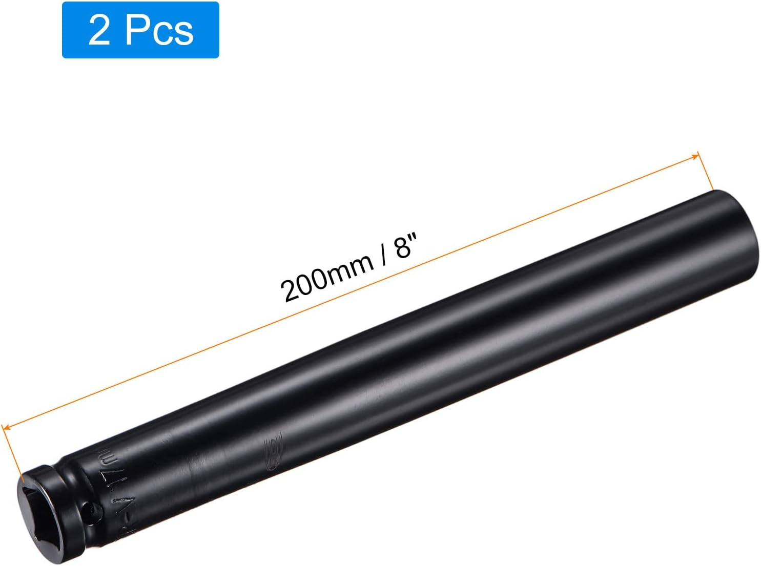 uxcell 1/2" Drive by 17mm Deep Impact Socket, Heat-Treated CR-V Steel 8" Length, 6-Point Metric Sizes 2 Pcs