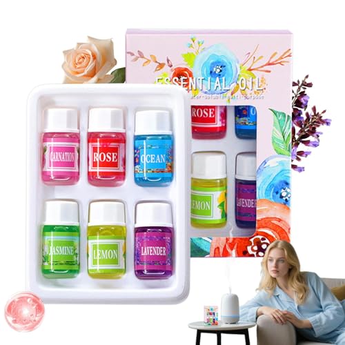 Kustimantu Aceites de Aromaterapia | para Humidificador | 6 Piezas de Ambiente Soluble en Agua para Difusor de Coche para Salón Vehículo Baño y Dormitorio