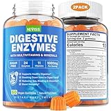 Multi Digestive Enzymes Gummies, Chewable Enzymes Sugar Free - Promotes Nutrient Absorption, Breaking Down Carbs, Proteins, Fats w/ Multivitamins for Digestion & Gut Health, Bloating Relief(Pack of 2)