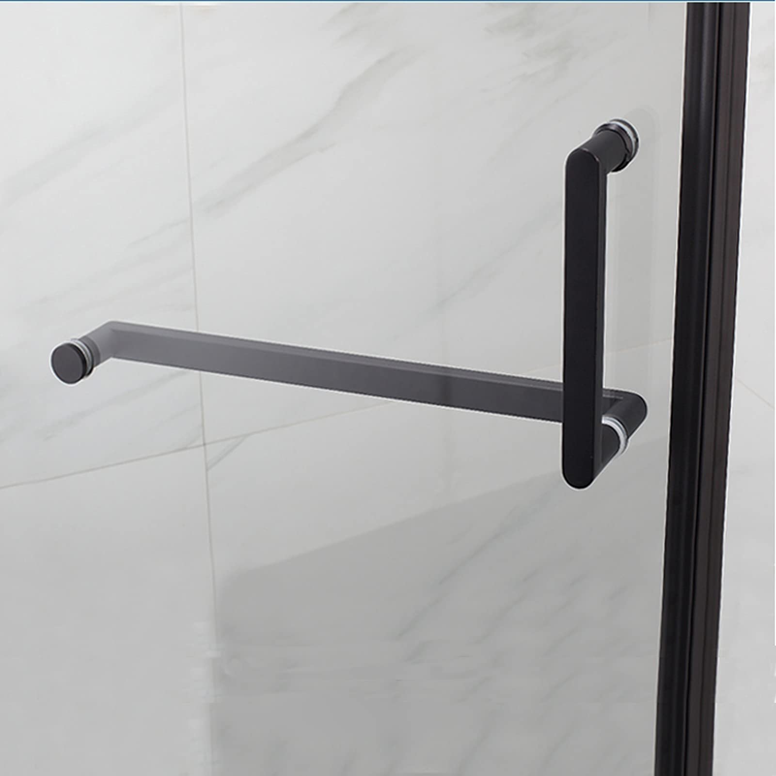 DFGHNBVC Glass Door And Window Handles Black 304 Stainless Steel Home Shower Room Push-Pull Door Handle,Simple Push And Pull Glass Door Handle Glass Door Hardware Accessories,Black-300Mm+450Mm