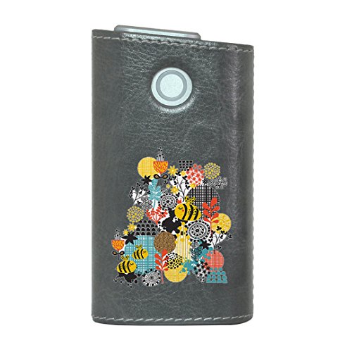 glo グロー グロウ 専用 レザーケース レザーカバー タバコ ケース カバー 合皮 ハードケース カバー 収納 デザイン 革 皮 GRAY グレー その他 蜂 キャラクター イラスト 004865