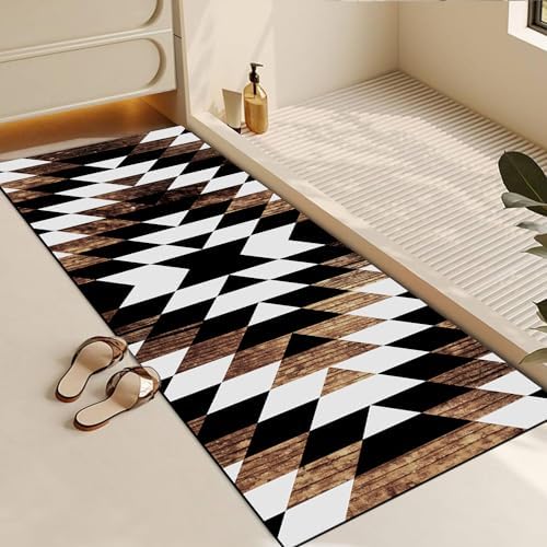 MUGINYU Long Boho Bathroom Rug Western Aztec Bath Mat