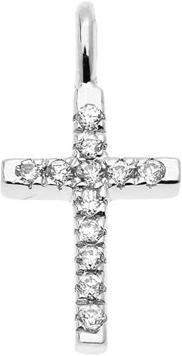 Hermoso y delicado colgante de cruz de diamantes de oro blanco de 14 quilates, Oro blanco, diamante blanco