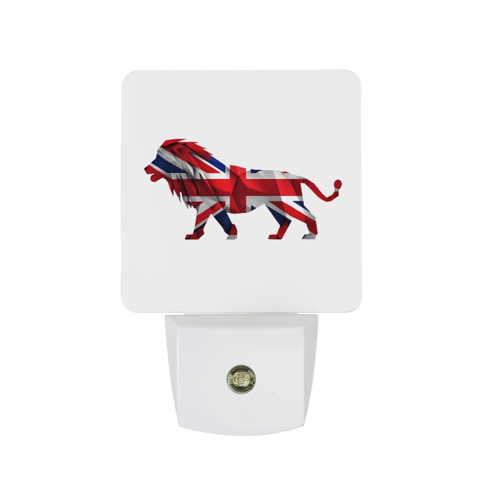 British Flag Lion Funny Night Light Plug in Wall LED Nightlight with Auto Sensor for Hallway Bedroom Stairs Garage