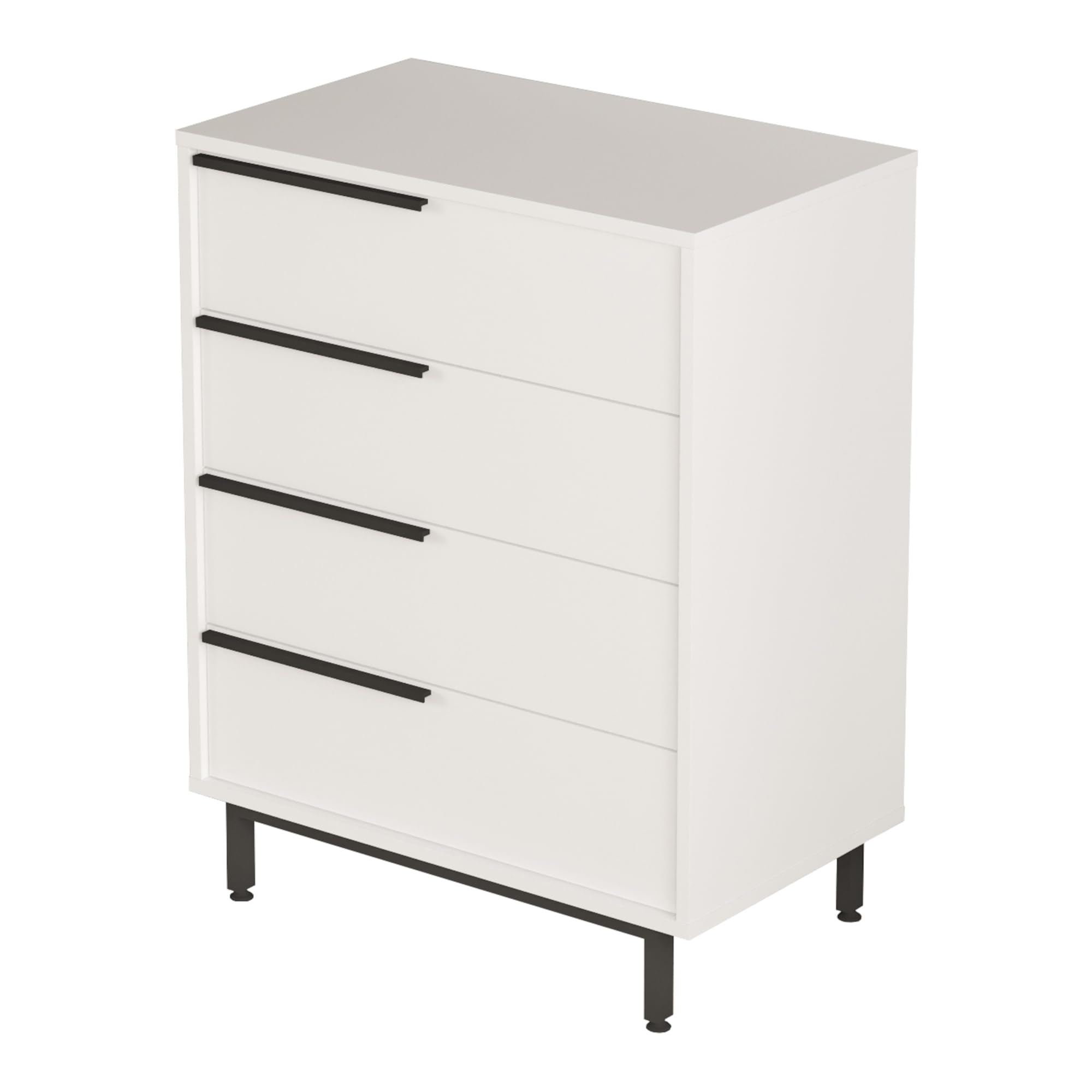 Cassettiera 4 Cassetti In Metallo E Tessuto Beige - 45x30x95 Cm, Top In Legno, Mobile Organizer Per Camera, Bagno
