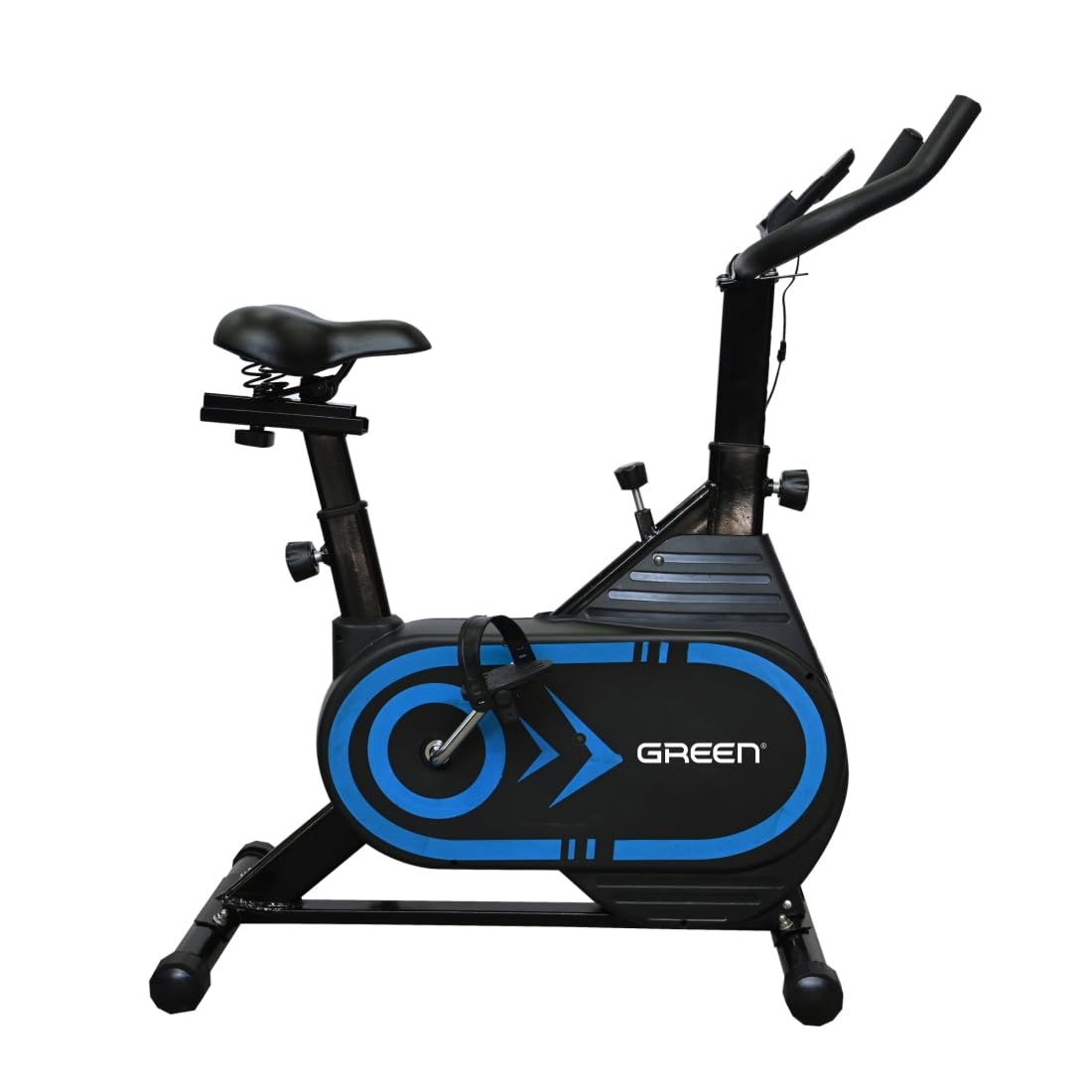 Green Alloy Steel Spin Bike Pro with 6.5 KG Flywheel, 8 Levels of Adjustable Resistance, 110 KG Max User Weight, Black Indoor Exercise Cycle for Home Workout with LCD Monitor and Cushioned Handle-image-12