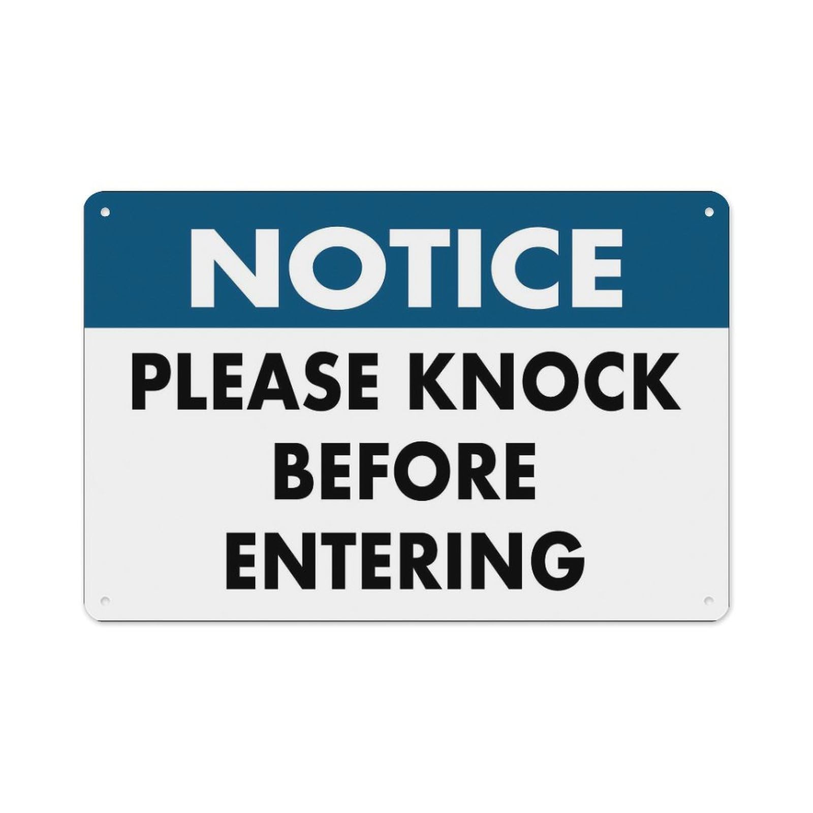 peiyeety Notice Please Knock Before Entering Sign Aluminum Tin Warning Signs for Home Outdoor Garden 8X12 Inches