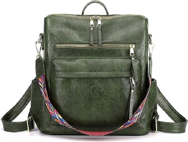 KAUSHKI Womens Fashion Backpack Purses Multipurpose Design Handbags and Shoulder Bag PU Leather Travel bag, Red, ONE_SIZE (Dark Green) (B0CLM8RJZ1) Amazon Price History, Amazon Price Tracker