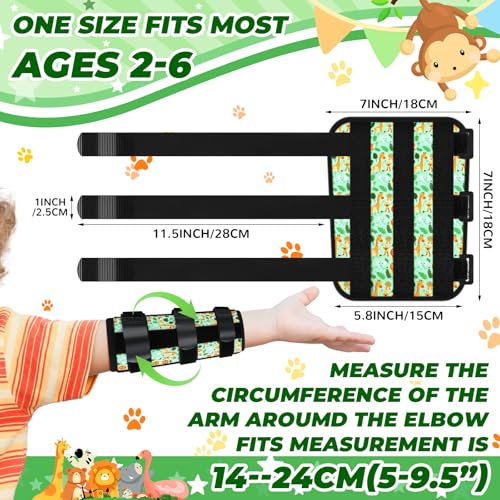 Threlaco 2 Pack Thumb Sucking Stop for Kids Toddlers Nail Biting Treatment Finger Sucking Deterrent Guard Prevention Anti Nose Picking Pediatric Elbow Immobilizer for Boys Girls 2-8 Years (Animal)