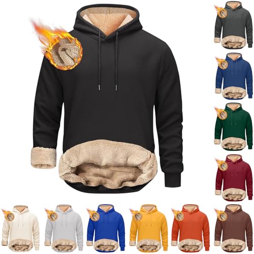 Mens Pullover Hoodies Thick Fleece Lined Winter Windproof Warm Sherpa Hoodie Athletic Sweatshirts with Kangaroo Pocket 6