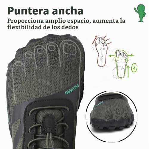 Miniatura 3 de Saguaro Hombre Zapatillas De Barefoot Zapatillas De Deporte Exterior Mujer Zapatillas De Trail Running Verde 41 Eu