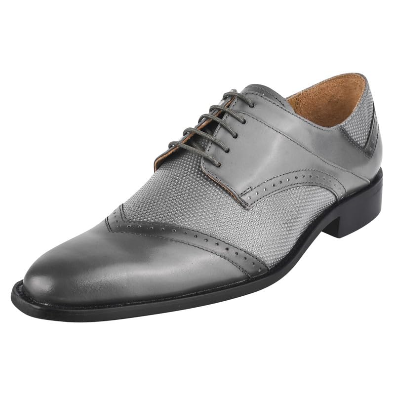 Image of LIBERTYZENO Mens Tread Design & Plain Genuine Leather Lace Up Oxford Dress Shoes for Easter Gift