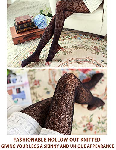 VERO MONTE Womens Colorful Hollow Out Knitted Tights - Patterned Lace Stockings