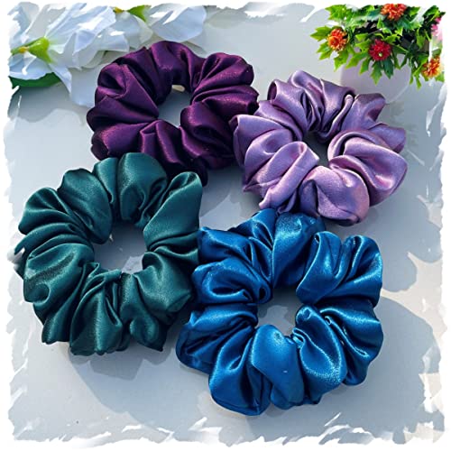 Image of Luxury Silk Scrunchies for Women and Girls, Hair Ties, Hair Band, Ponytail Holder (Rasin)