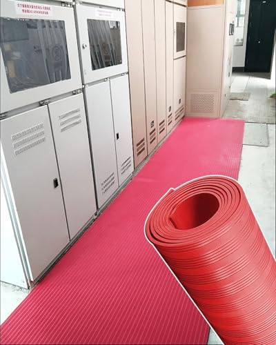 Tapis isolant en caoutchouc haute tension non conducteur rouge pour protection sol électrique 1m
