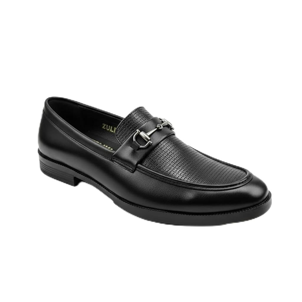 zuliva Men’s Premium Black Aldo | Luxury Metal Bit Slip-On Shoes | Soft Cushioned Insole | Party, Office Designer Moccasins or Aldo for Men-picture-14