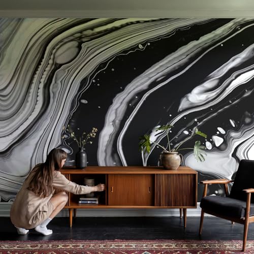 Murales autoadhesivos de ondas monocromáticas para salones modernos 4