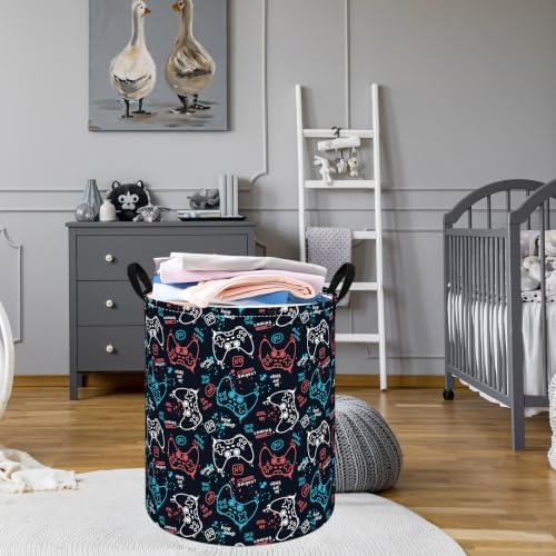 Image of Large Laundry Basket Canvas Storage Bins Baby Nursery Hamper for Boys and Girls Toy Box Gift Baskets for Home,Office,Home Decor