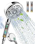 Filtered Shower Head and Hose, 9-Spray Setting High Pressure Shower Head with Filters for Hard Water - Filtered Chlorine (Chrome,2 Filters)