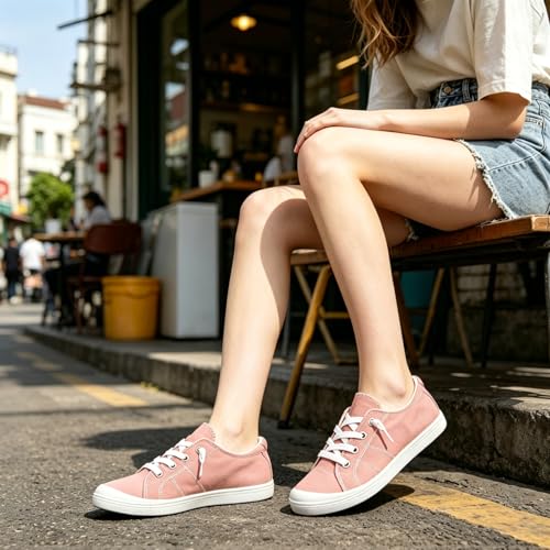 Image of Womens Slip On Shoes, Canvas Low Top Sneakers, Casual Classic Flat Shoes | Comfort Fashion Sneaker with Non Slip Rubber Outsole, Lightweight Tennis Shoes for Walking, Shopping, Picnic, Travel