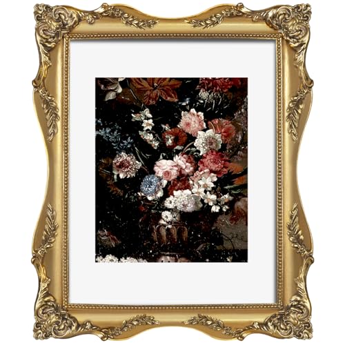 Image of 11x14 Gold Frame Vintage Picture Frame Victorian Ornate Gothic | Real Glass, Matted to 8x10 or 11 x 14 Photos, Wall Hanging