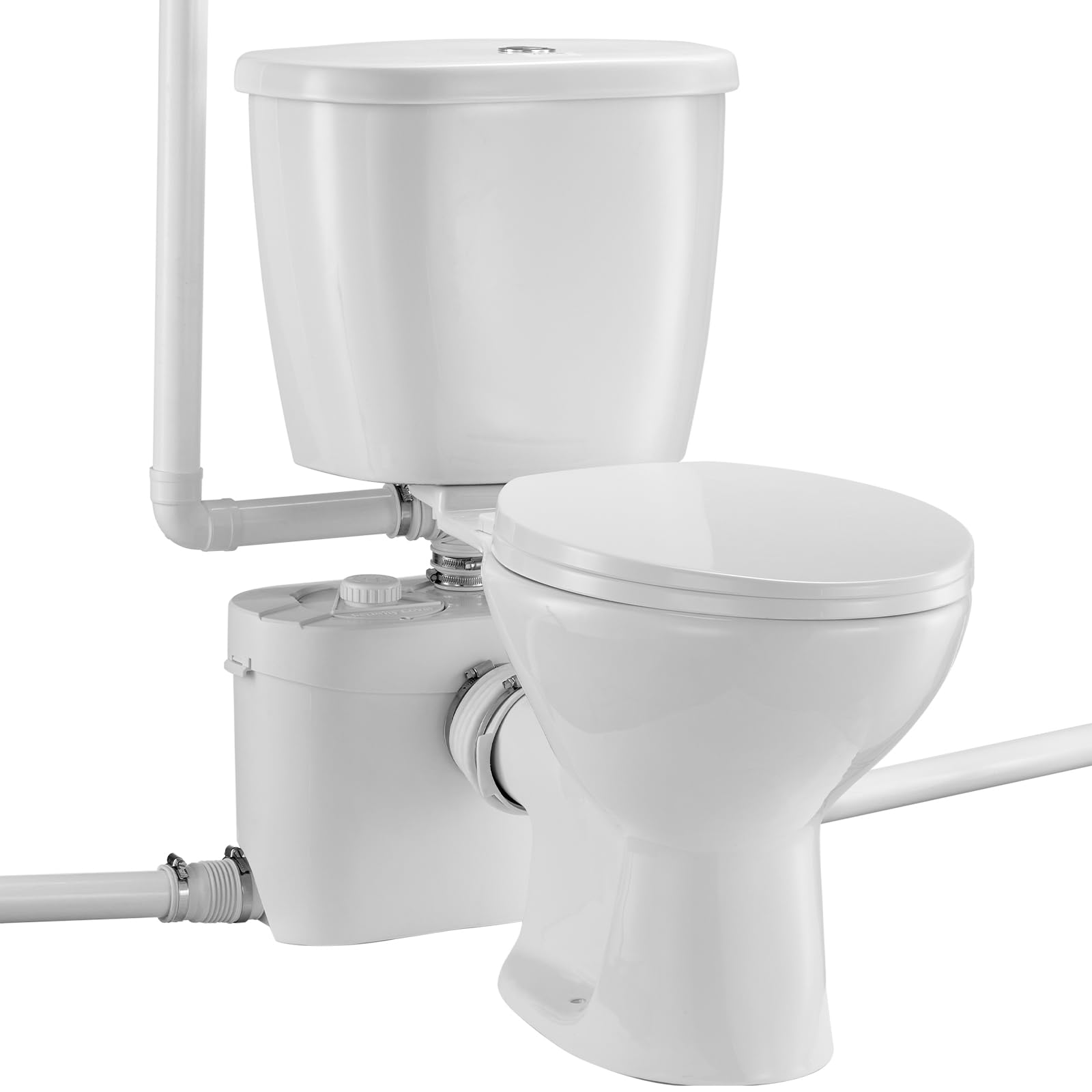VEVOR Sistema de trituración para inodoro con bomba trituradora de 700 W, desagüe trasero de inodoro con desagüe hacia arriba para sótano, eliminación de agua de doble drenaje, kit de trituración de