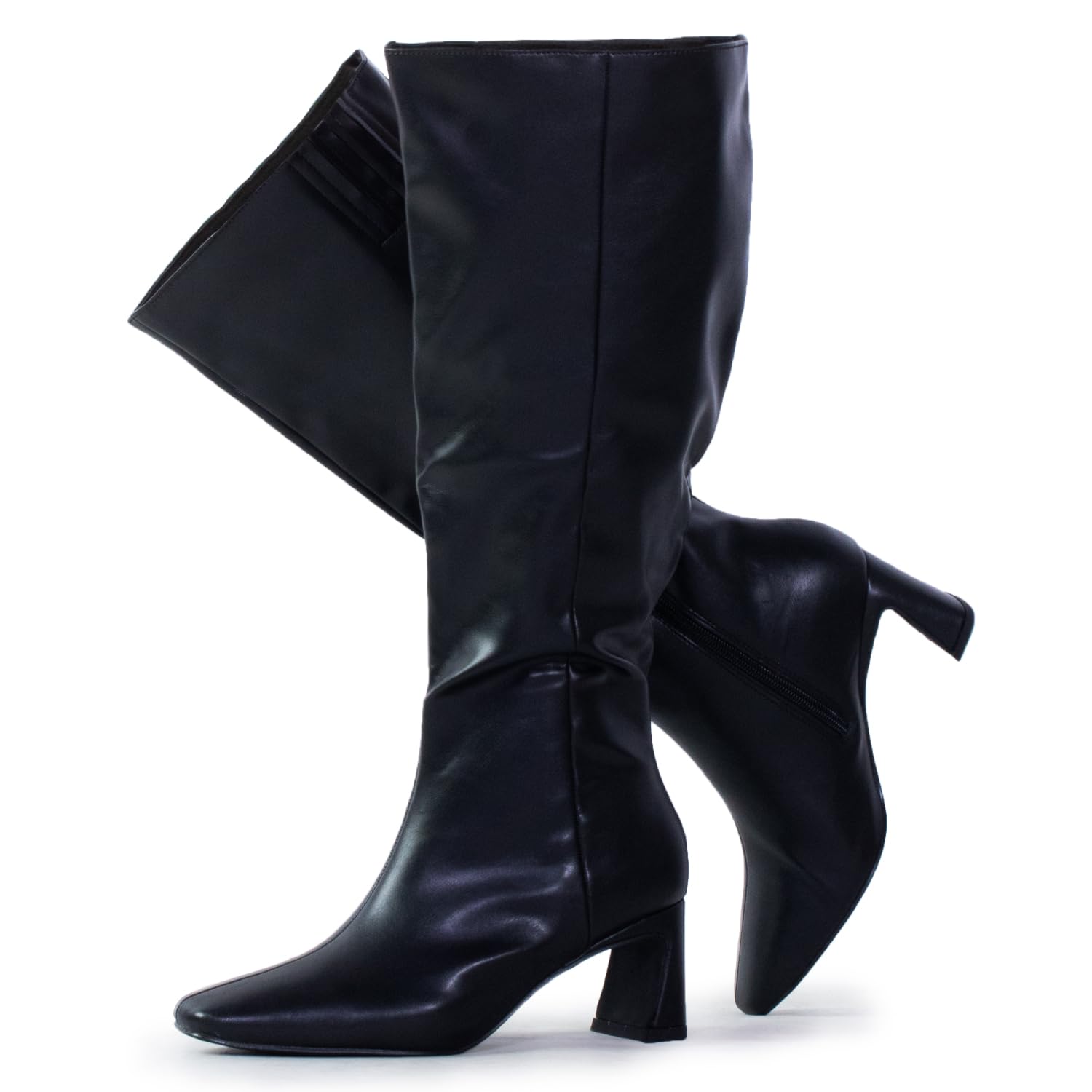 RF ROOM OF FASHION Womens Wide Calf 2 inch Heel Knee High Dress Boots