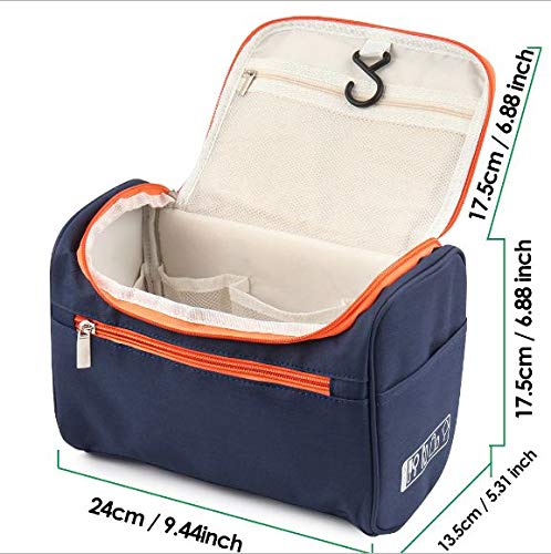 Image of EAYIRA Travel Toiletry Kit Bag Cosmetic Bag With Hook For Travel, Makeup Organiser, Cosmetic Pouch, Household Grooming Kit, Makeup Bag For Women (Navy Blue)