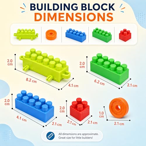 Image of Zest 4 Toyz Building Blocks for Kids STEM Educational Construction Toys with Wheels Interlocking Bricks Learning Activity Set for Toddlers Boys and Girls Age 3+ Multicolor (103 Pcs)