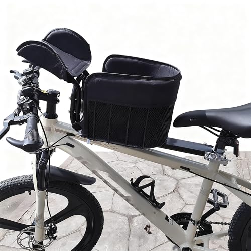 Dog Bicycle Seat Carrier &ndash; Sturdy Metal Basket with Soft Cushion, Handlebar/Top-Tube Mount, Dual...