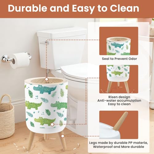 Caneca de basura pequeña con tapa y decoración cocodrilo 1.8 gal miniatura 4