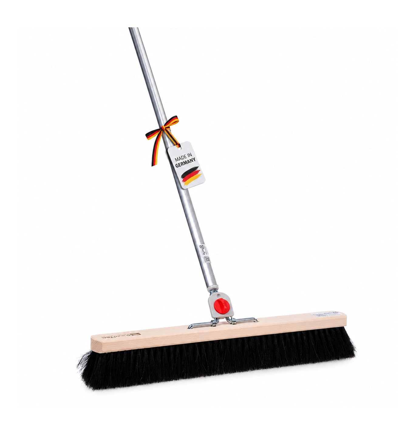 Sehr weicher Rosshaar Besen Saalbesen 80cm mit 4-Loch-System Stiel Alustiel | 4-Loch Wechselsystem, Aluminiumstiel 145cm, Sehr weiche Borsten, Für glatte Böden, Innenraum