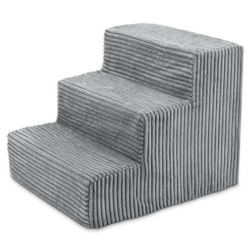 Image of Best Pet Supplies 3-Step CertiPUR-US Certified Foam Pet Stairs /Steps, 18 x 15 x 13-Inch, Gray