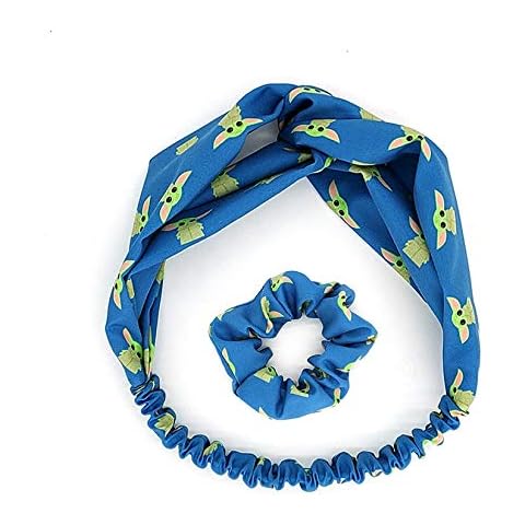 BLAISTER Cute Baby Yoda Headbands Hair Scrunchies for Women Non Slip Stretchy Breathable Hair Bands Criss Cross Head Wrap Elastic Hair Tie Ropes Hair Accessories Cover
