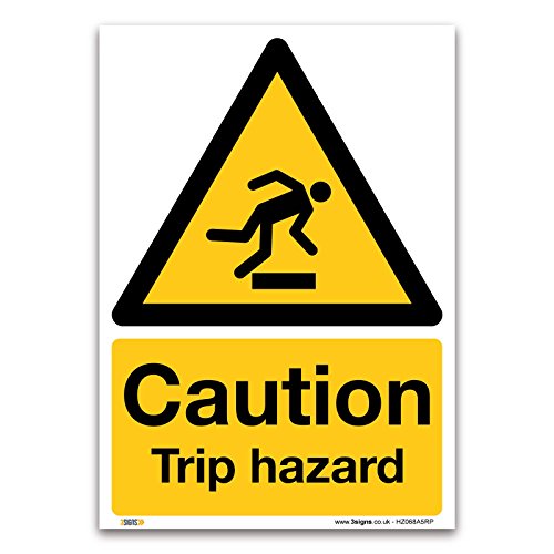 Image of Caution Trip hazard Sign - A5 1mm Rigid Plastic - Trip & Slip Hazard Safety